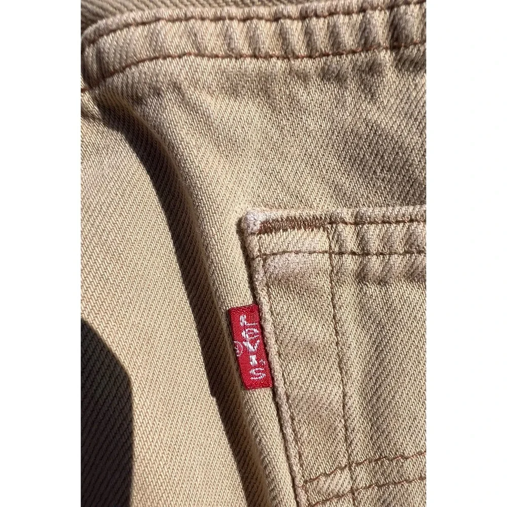 Vintage Levis 501 Tan Khaki Jeans Made in USA Button Fly Straight Leg 36x32